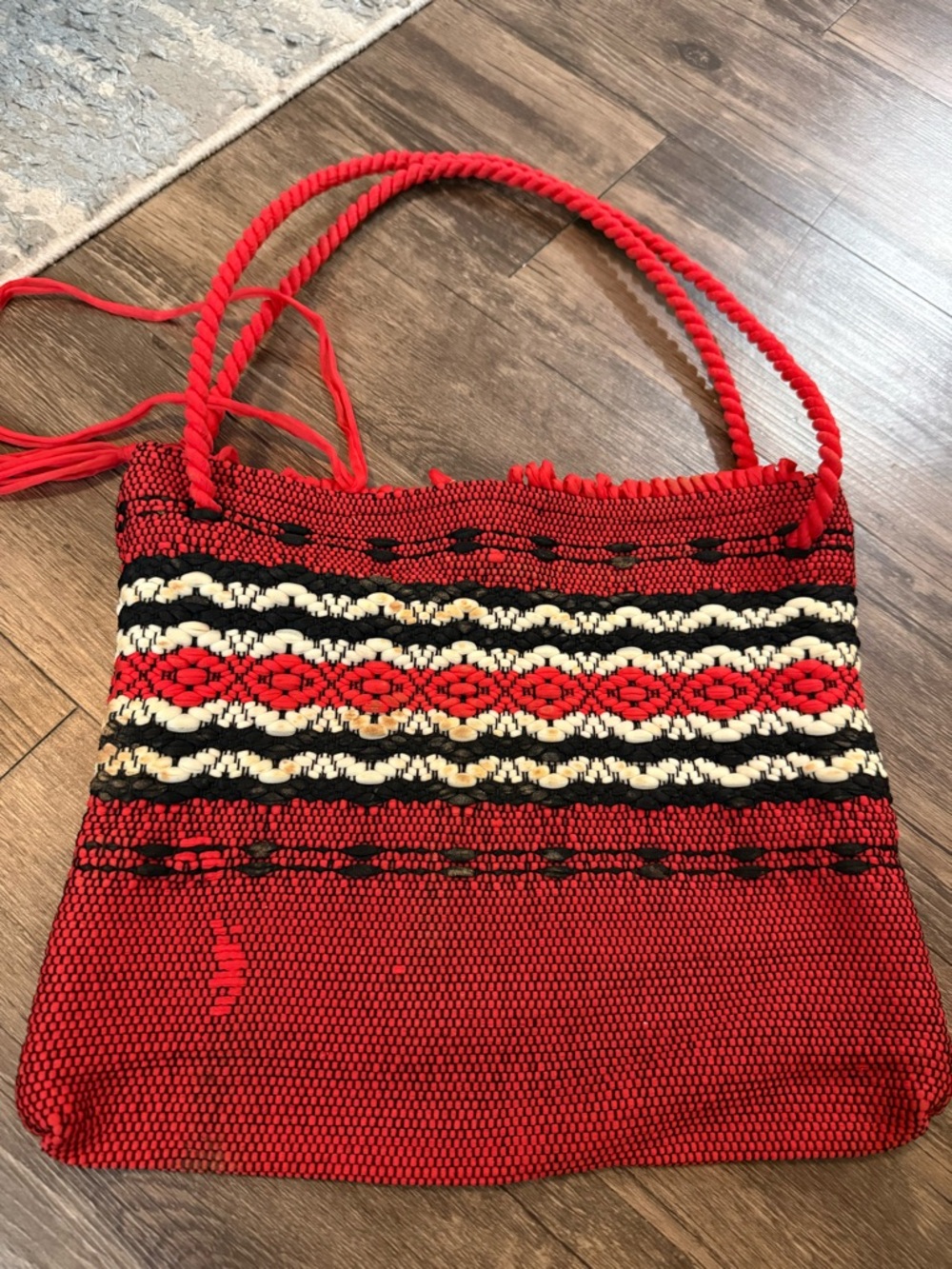 Handwoven Red Striped Woven Tote Bag - Women Bags